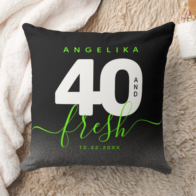 Modern Girly Bright Green 40 and Fresh Cushion (Blanket)