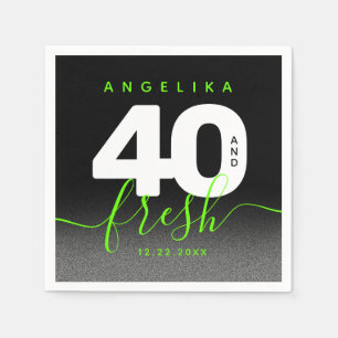 Modern Girly Bright Green 40 and Fresh Napkin