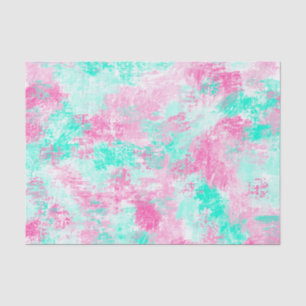 Modern Girly Bright Pink Teal Paint Splotches Tissue Paper