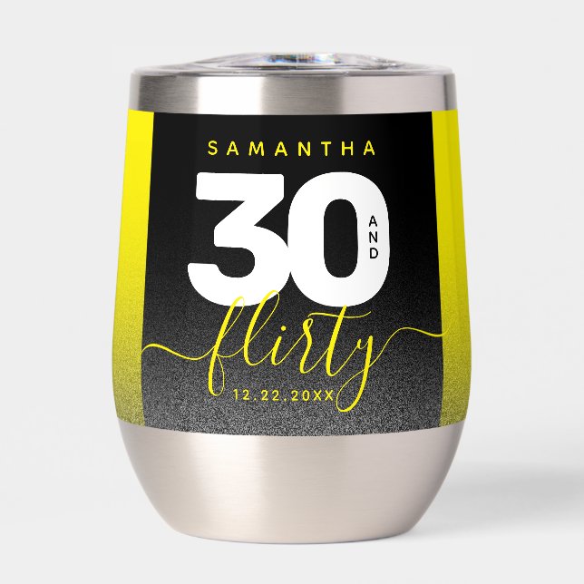 Modern Girly Bright Yellow 30 and Flirty (Front)