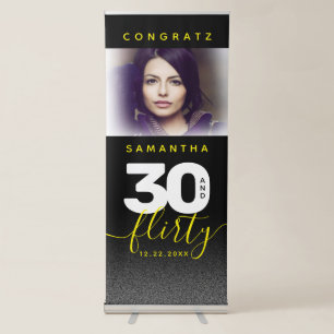 Modern Girly Bright Yellow 30 and Flirty Retractable Banner