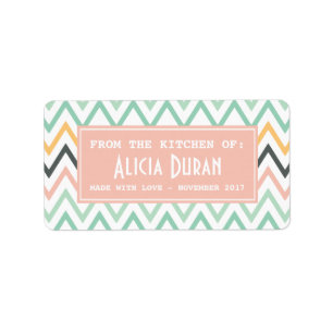 Modern Girly Chevron Personalised Homemade Product Label