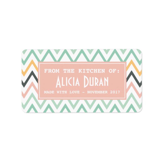 Modern Girly Chevron Personalised Homemade Product Label (Front)
