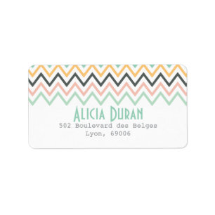 Modern Girly Chevron Zigzag Personalised Label