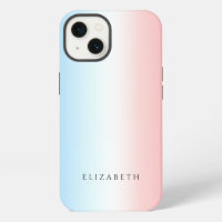 Modern Girly Chic Blue Pink White Simple Gradient