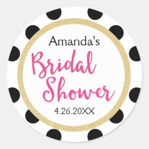 Modern Girly Chic Bridal Shower Classic Round Sticker