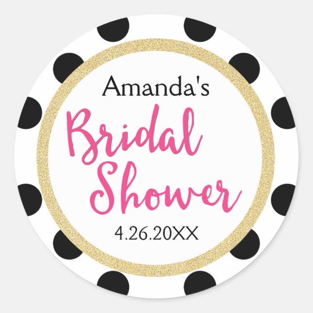Modern Girly Chic Bridal Shower Classic Round Sticker (Front)