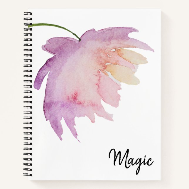 *~* Modern Girly Chic Feminine Peony Watercolor Notebook (Front)