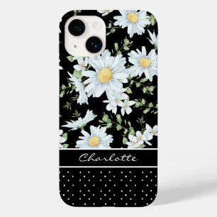 Modern Girly Chic Floral Dot Pattern Personalised Case-Mate iPhone 14 Case