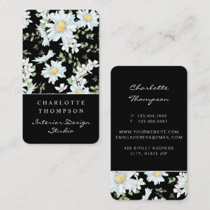 Modern Girly Chic Floral Dot Pattern Professional Business Card