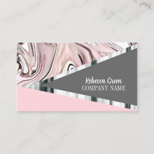 Modern Girly Chic Stylish Pink Grey Fashion Beauty Business Card