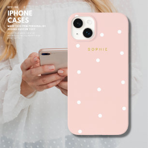 Modern Girly Classic Simple Blush Pink Polka Dots Case-Mate iPhone 14 Plus Case