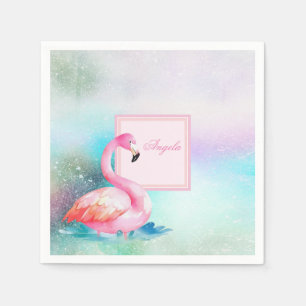 Modern Girly Colourful,Adorable Flamingos Napkin