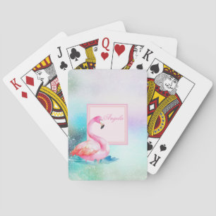 Modern Girly Colourful,Adorable Flamingos Playing Cards