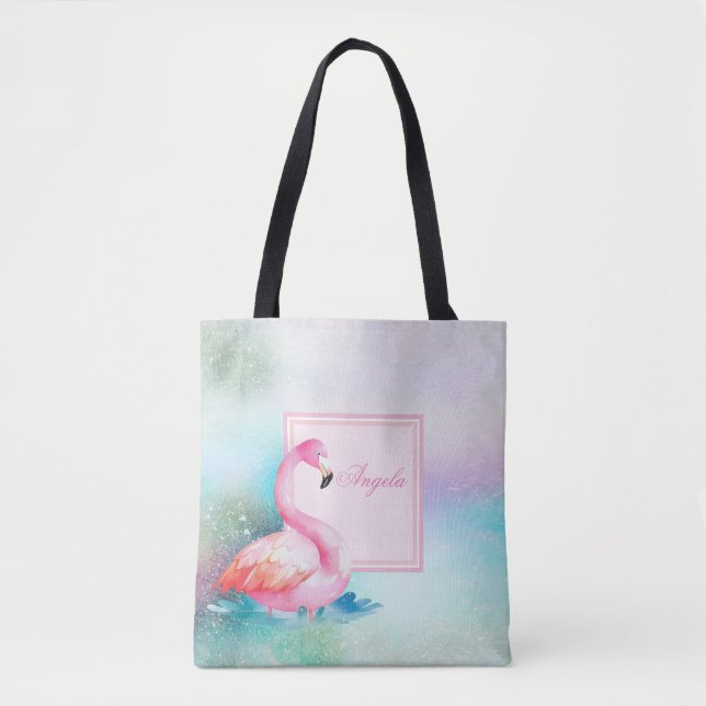 Modern Girly Colourful,Adorable Flamingos Tote Bag (Front)