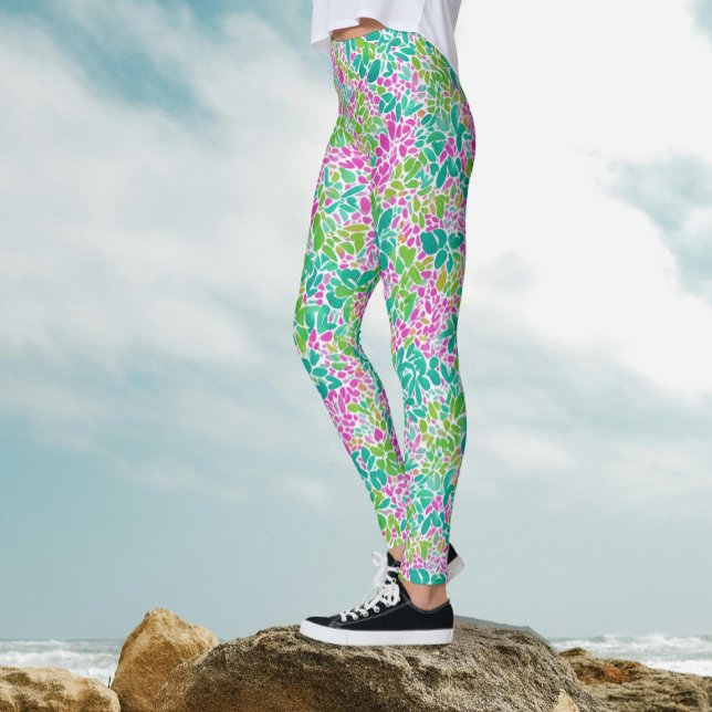 Modern Girly Colourful Botanical Watercolor Patter Leggings (Creator Uploaded)