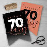 Modern Girly Copper 70 and Sassy Bunting<br><div class="desc">Celebrate the big seven oh with this stylish modern design,  which features striking block and handwritten lettering set on alternating rich-black-to-smoky-grey and copper backgrounds.

Design © W.H. Sim. See more at zazzle.com/expressionsoccasions</div>