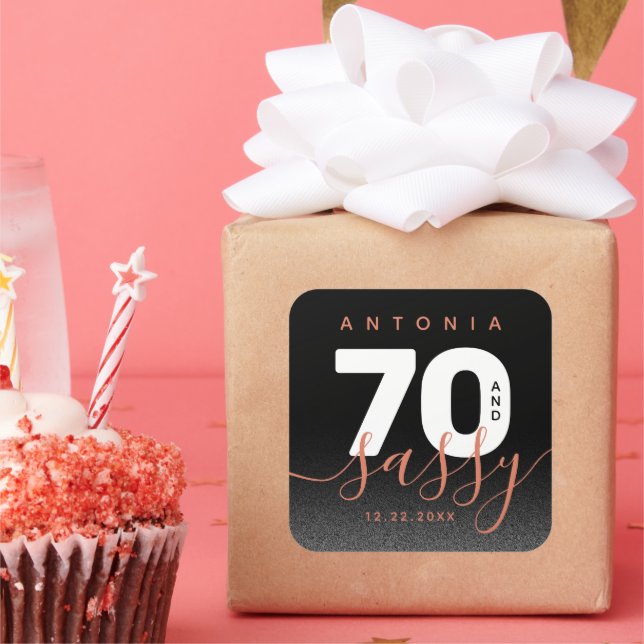 Modern Girly Copper 70 and Sassy Square Sticker (Party)