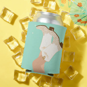 Modern Girly Cowgirl Boots Stars Mint  Can Cooler