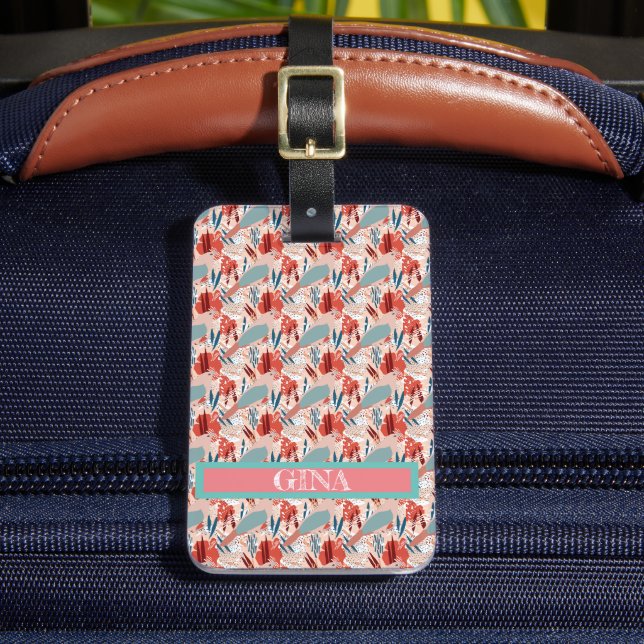 Modern Girly Cute Personalised  Luggage Tag (Front Insitu 2)
