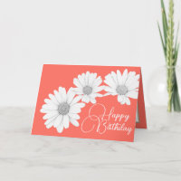 Modern Girly Daisies Floral Flowers Coral Birthday