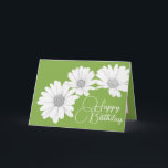 Modern Girly Daisies Floral Flowers Green Birthday Card<br><div class="desc">Photograph featuring a close-up cut-out of three beautiful white daisies contrasted against a lime-green coloured background. This card is offered in a number of different background colours. The daisies cover the front of this postcard which can be used as a thank you card, a birthday card, or any other card...</div>