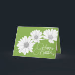 Modern Girly Daisies Floral Flowers Green Birthday Card<br><div class="desc">Photograph featuring a close-up cut-out of three beautiful white daisies contrasted against a lime-green coloured background. This card is offered in a number of different background colours. The daisies cover the front of this postcard which can be used as a thank you card, a birthday card, or any other card...</div>