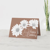 Modern Girly Daisies Floral Flowers Mocha Birthday