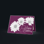 Modern Girly Daisies Floral Flowers Pink Birthday Card<br><div class="desc">Photograph featuring a close-up cut-out of three beautiful white daisies contrasted against a deep cranberry-pink coloured background. This card is offered in a number of different background colours. The daisies cover the front of this postcard which can be used as a thank you card, a birthday card, or any other...</div>