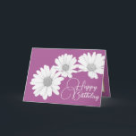 Modern Girly Daisies Floral Flowers Pink Birthday Card<br><div class="desc">Photograph featuring a close-up cut-out of three beautiful white daisies contrasted against a raspberry-pink coloured background. This card is offered in a number of different background colours. The daisies cover the front of this postcard which can be used as a thank you card, a birthday card, or any other card...</div>