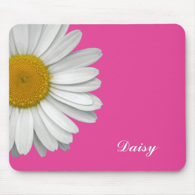 Modern Girly Daisy Flower Name Hot Pink Mouse Mat (Front)