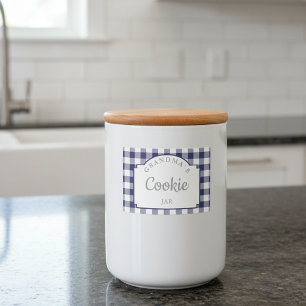 Modern Girly Deep Navy Blue Gingham Food Label