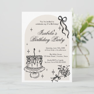 Modern girly doodle Birthday Invitation