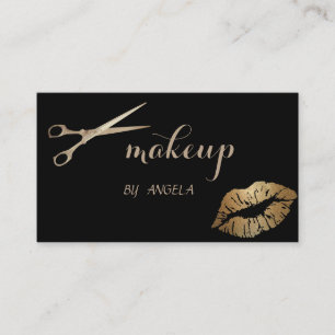 Modern Girly Elegant Glittery Lips,Scissors Business Card