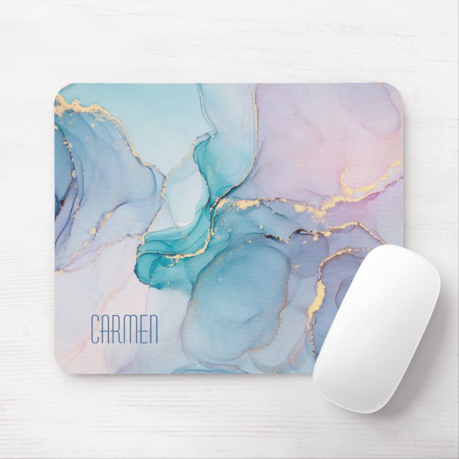 Modern Girly Elegant Simple Name Mouse Mat (With Mouse)