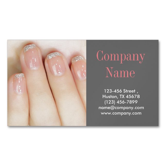modern girly fashion beauty salon nail artist 	Magnetic business card (Front)
