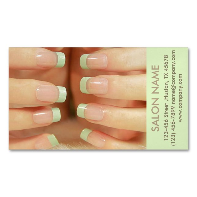 modern girly fashion beauty SPA nail salon Magnetic Business Card (Front)