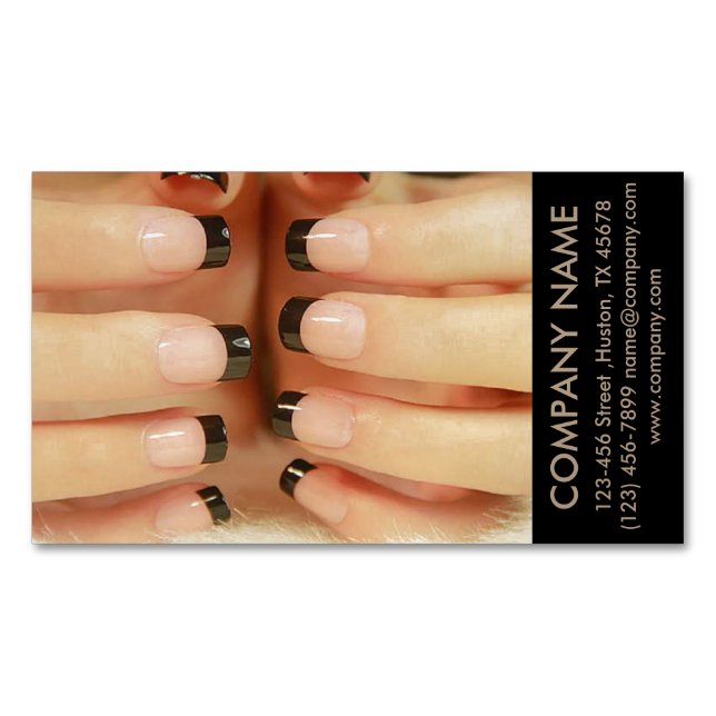 modern girly fashion beauty SPA nail salon Magnetic Business Card (Front)