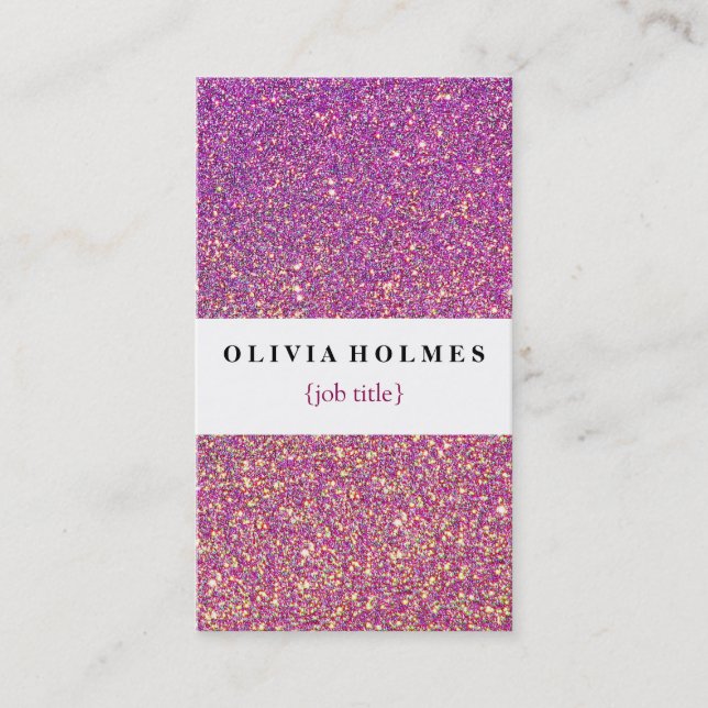 Modern Girly Faux PinkPurple Glitter Event Planner Business Card (Front)