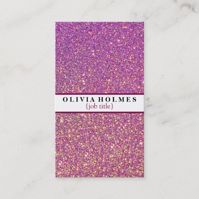 Modern Girly Faux PinkPurple Glitter Event Planner Business Card (Front)