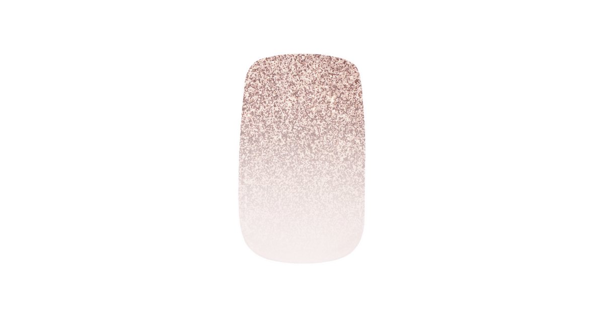 Modern girly faux rose gold glitter ombre minx nail art | Zazzle