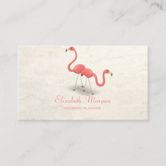 Modern Girly Funny, Flamingos Business Card (Front)