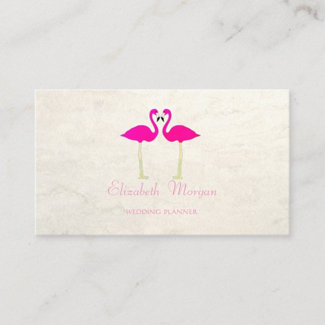 Modern Girly Funny,Pink Flamingos In Love Business Card (Front)
