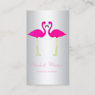 Modern Girly Funny,Pink Flamingos In Love Business Card
