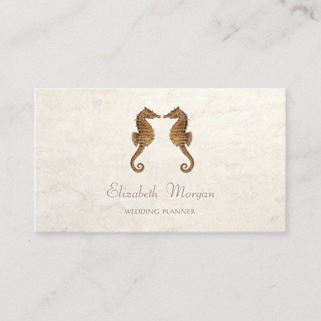 Modern Girly Funny, Seahorses In Love Business Card (Front)