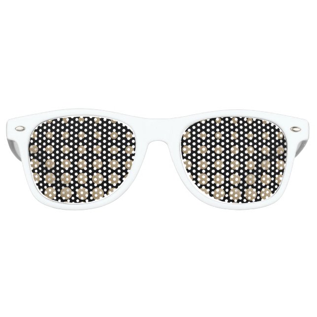 modern girly geometric black gold polka dots retro sunglasses (Front)