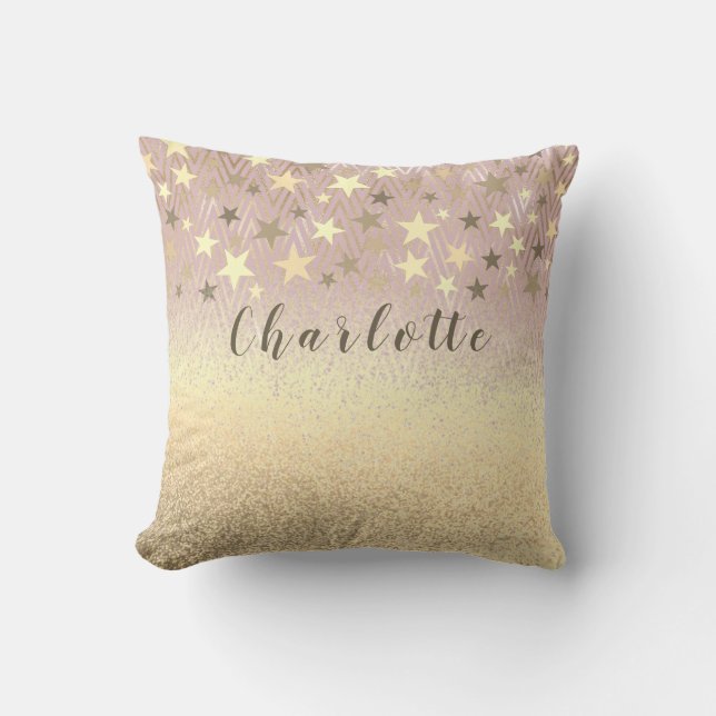 Modern Girly Glitter Rose Gold Cushion (Front)