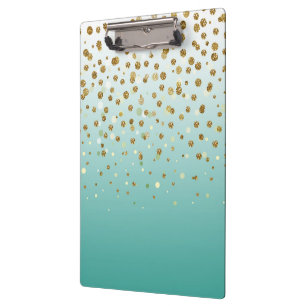 Modern Girly gold glitter confetti Blue Gradient  Clipboard