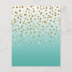 Modern Girly gold glitter confetti Blue Gradient  Flyer