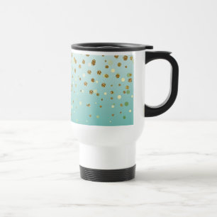 Modern Girly gold glitter confetti Blue Gradient  Travel Mug